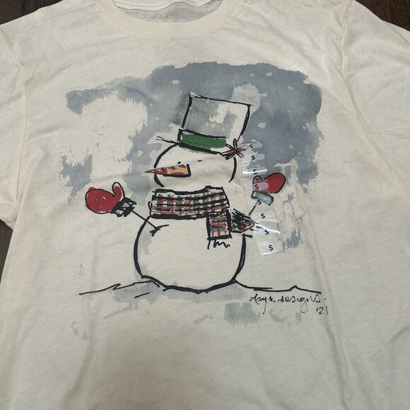 St. Jude Size Small Snow Man Winter Christmas Long Sleeved T-Shirt NWOT - Picture 2 of 6